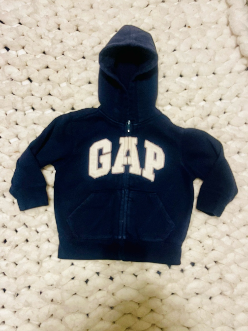 GAP Navy Kids Zip-Up Hoodie with White Logo